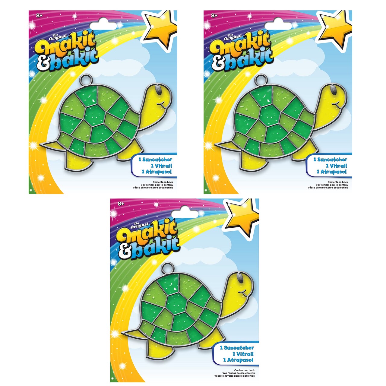 Multipack of 3 - Colorbok Makit & Bakit Suncatcher Kit-Turtle